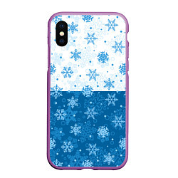 Чехол iPhone XS Max матовый Снежинки день - ночь, цвет: 3D-фиолетовый