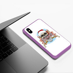 Чехол iPhone XS Max матовый Merry Christmas Санта Хипстер, цвет: 3D-фиолетовый — фото 2