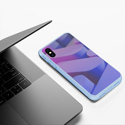 Чехол iPhone XS Max матовый Абстрактные фиолетовые прямоугольники со скругленн, цвет: 3D-голубой — фото 2