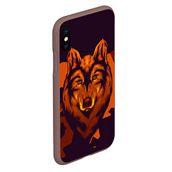 Чехол iPhone XS Max матовый Голова рыжего волка, цвет: 3D-коричневый — фото 2