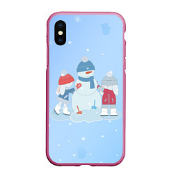 Чехол iPhone XS Max матовый Самый лучший снеговик, цвет: 3D-малиновый
