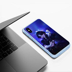 Чехол iPhone XS Max матовый Wednesday and Thing, цвет: 3D-голубой — фото 2