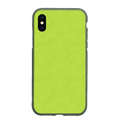 Чехол iPhone XS Max матовый Текстурированный ярко зеленый салатовый, цвет: 3D-темно-зеленый