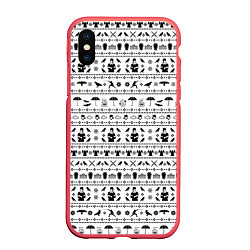 Чехол iPhone XS Max матовый Black pattern Wednesday Addams, цвет: 3D-красный