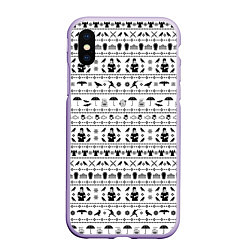 Чехол iPhone XS Max матовый Black pattern Wednesday Addams, цвет: 3D-светло-сиреневый