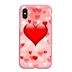 Чехол iPhone XS Max матовый Огромное сердце, цвет: 3D-розовый