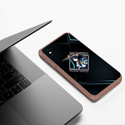 Чехол iPhone XS Max матовый Странник Скарамучча в ромбе, цвет: 3D-коричневый — фото 2