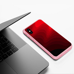 Чехол iPhone XS Max матовый Красный абстрактный фон волны, цвет: 3D-баблгам — фото 2
