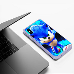 Чехол iPhone XS Max матовый Sonic неоновый дым, цвет: 3D-светло-сиреневый — фото 2
