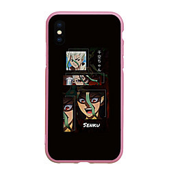 Чехол iPhone XS Max матовый Доктор Стоун аниме, цвет: 3D-розовый