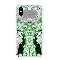 Чехол iPhone XS Max матовый Зеленый узор, цвет: 3D-белый
