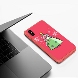Чехол iPhone XS Max матовый Аниме девочка в костюме ёлки, цвет: 3D-красный — фото 2