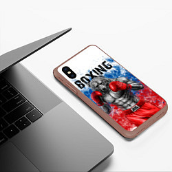 Чехол iPhone XS Max матовый Бокс - Россия, цвет: 3D-коричневый — фото 2
