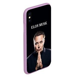 Чехол iPhone XS Max матовый Илон Маск, портрет на черном фоне, цвет: 3D-сиреневый — фото 2