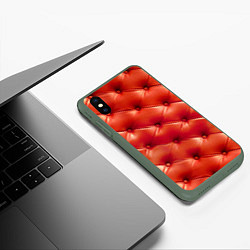 Чехол iPhone XS Max матовый Quilted furniture leather, цвет: 3D-темно-зеленый — фото 2