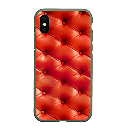 Чехол iPhone XS Max матовый Quilted furniture leather, цвет: 3D-темно-зеленый