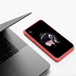 Чехол iPhone XS Max матовый Wednesday black kitty, цвет: 3D-красный — фото 2