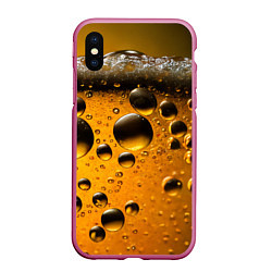 Чехол iPhone XS Max матовый Пиво пенное светлое, цвет: 3D-малиновый