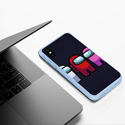 Чехол iPhone XS Max матовый Красный среди предателей, цвет: 3D-голубой — фото 2