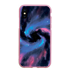 Чехол iPhone XS Max матовый Ручная роспись галактики акварелью, цвет: 3D-розовый