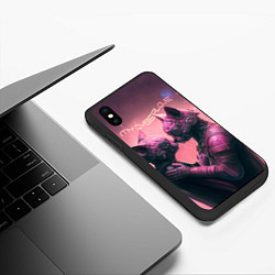 Чехол iPhone XS Max матовый Влюбленные кибер-котики, цвет: 3D-черный — фото 2