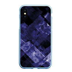 Чехол iPhone XS Max матовый Синие, чёрные и белые полоски, цвет: 3D-голубой