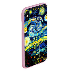 Чехол iPhone XS Max матовый Винсент ван Гог, звездная ночь, цвет: 3D-розовый — фото 2