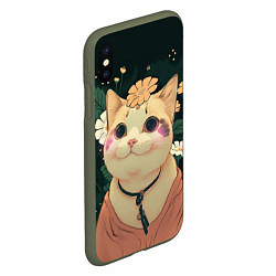 Чехол iPhone XS Max матовый Смущённый мемный котик, цвет: 3D-темно-зеленый — фото 2