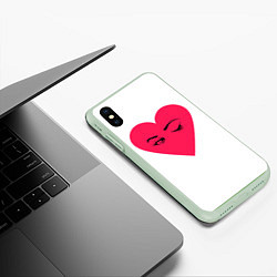 Чехол iPhone XS Max матовый Красное сердце - любовь с глазами, цвет: 3D-салатовый — фото 2