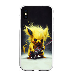 Чехол iPhone XS Max матовый Rocker Pikachu, цвет: 3D-белый