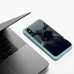 Чехол iPhone XS Max матовый Олень в дождевике, цвет: 3D-мятный — фото 2