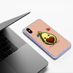 Чехол iPhone XS Max матовый Влюбленная авокадо - парные, цвет: 3D-светло-сиреневый — фото 2