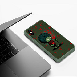 Чехол iPhone XS Max матовый Возьми сердце, цвет: 3D-темно-зеленый — фото 2