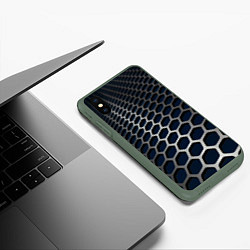 Чехол iPhone XS Max матовый Металическая бронь, цвет: 3D-темно-зеленый — фото 2