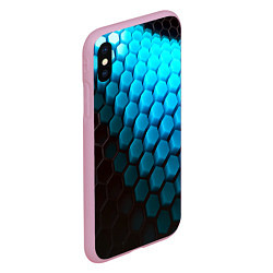 Чехол iPhone XS Max матовый Abstraction neon blue, цвет: 3D-розовый — фото 2