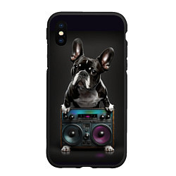 Чехол iPhone XS Max матовый Бульдог диско, цвет: 3D-черный