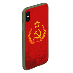 Чехол iPhone XS Max матовый СССР серп и молот, цвет: 3D-темно-зеленый — фото 2