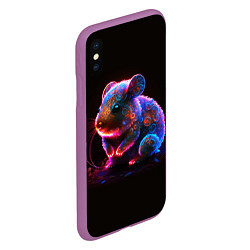 Чехол iPhone XS Max матовый Неоновый хомячок, цвет: 3D-фиолетовый — фото 2
