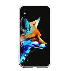 Чехол iPhone XS Max матовый Красочная лисичка, цвет: 3D-белый