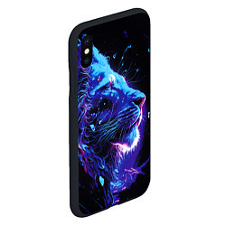 Чехол iPhone XS Max матовый Неоновый лев, цвет: 3D-черный — фото 2