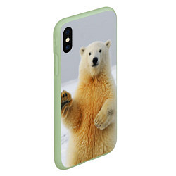 Чехол iPhone XS Max матовый Белый медведь приветствует, цвет: 3D-салатовый — фото 2