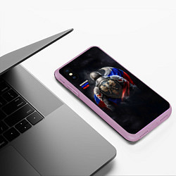 Чехол iPhone XS Max матовый Космические паладины России, цвет: 3D-сиреневый — фото 2