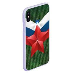 Чехол iPhone XS Max матовый Звезда на фоне флага, цвет: 3D-светло-сиреневый — фото 2