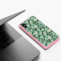 Чехол iPhone XS Max матовый Абстрактные цветы на мятном фоне, цвет: 3D-баблгам — фото 2