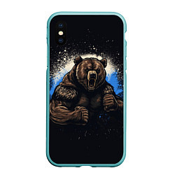 Чехол iPhone XS Max матовый Сильный медведь, цвет: 3D-мятный