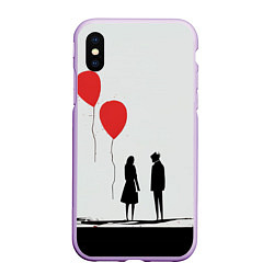 Чехол iPhone XS Max матовый Минималистичный День влюблённых, цвет: 3D-сиреневый