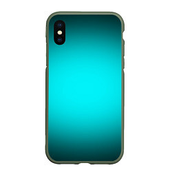 Чехол iPhone XS Max матовый Неоновый синий градиент, цвет: 3D-темно-зеленый