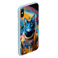 Чехол iPhone XS Max матовый Кот в космическом скафандре - нейросеть, цвет: 3D-голубой — фото 2