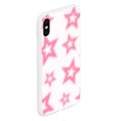 Чехол iPhone XS Max матовый Pink and white stars, цвет: 3D-белый — фото 2
