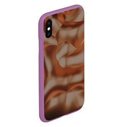 Чехол iPhone XS Max матовый Тёмно-золотистые абстрактные волны, цвет: 3D-фиолетовый — фото 2